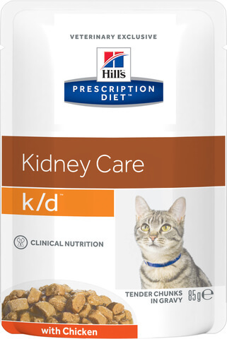 купить хиллс Hill’s™ Prescription Diet™ Feline k/d™ Kidney Care with Chicken пауч (влажный корм) для взрослых кошек, диетический рацион при заболеваниях почек, МКБ (оксалаты, ураты)