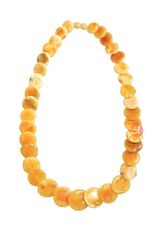 Стильные бусы змейка из крупного пейзажного янтаря (7124)