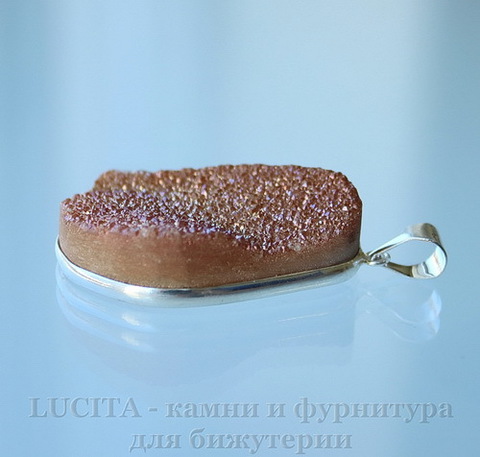 Подвеска Кварц в рамке (цвет - античное серебро) 41,2х29,1х9,1 мм №13