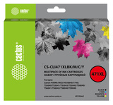 Картридж струйный Cactus CS-CLI471XLBK, M, C, Y CLI-471XL фото черный, голубой, пурпурный, желтый набор (43.2мл) для Canon TS5040, MG5740, MG6840, MG7740