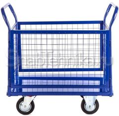 Тележка с сетчатыми бортами ТПЛБ 8х12-2Р 200-ПУ (полиуретановые колеса, г/п 600 кг.)