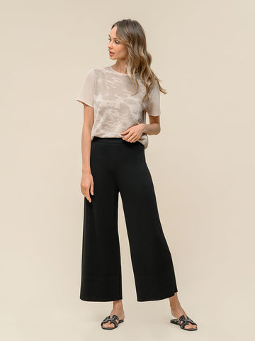Женские брюки-клеш черного цвета из шелка и вискозы - фото 2