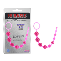 Розовая анальная цепочка с колечком Sassy Anal Beads - 26,7 см. - 