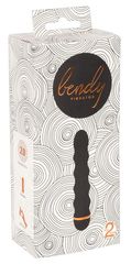 Чёрный вибратор Bendy Wavy с волнами на тельце - 17 см. - 