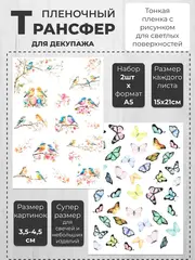 Декупажный пленочный трансфер переводной рисунок 2шт.