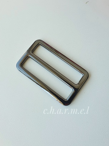 Double-slot cast buckle, dark nickel, 38x30x48 mm