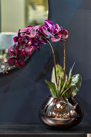 Искусственный цветок Орхидея бордовая в горшке Garda Decor 29BJ-170-12
