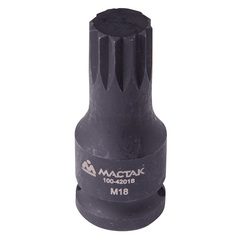 МАСТАК (100-42018) Торцевая насадка 1/2", SPLINE, M18 для болта задней ступицы VAG