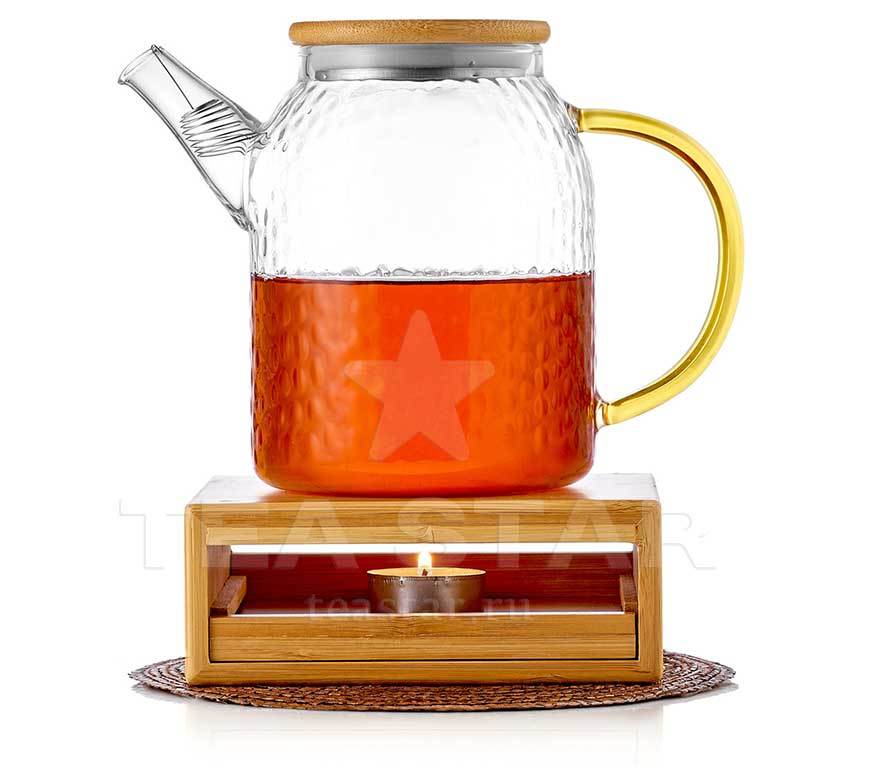 Чайные наборы Заварочный стеклянный чайник на бамбуковой подставке "Меркурий" zavarochniy_chaynik_s_podogrevom-Merkury-teastar.jpg
