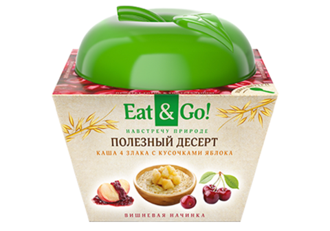 Каша 4 злака с кусочками яблока Eat&Go!, 225г