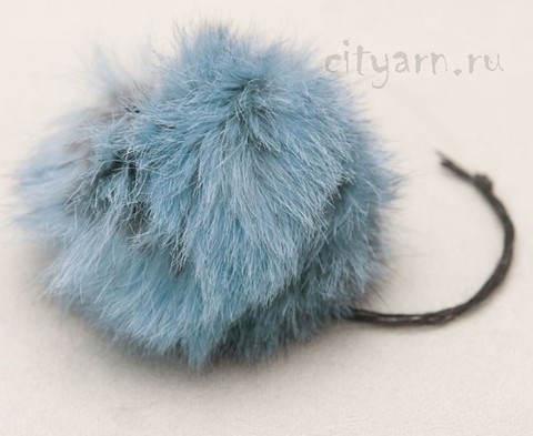 Помпон из меха кролика, ярко-голубой, диаметр 8 см