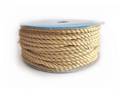 Шнур декоративный синтетический с люрексом 3,5мм светлое золото