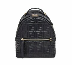 Мини-рюкзак Fendi из кожи с тисненым узором FF черный