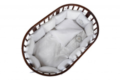 Комплект в кроватку Nuovita "Corona", 6 предметов (борт из 12 подушек) (бежевый)