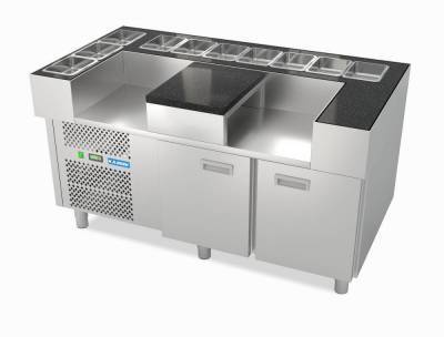 ВОК (WOK) станция индукционная Камик, 2 ниши под плиты, 1500*800*850 (гранит)