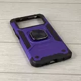 Противоударный чехол Strong Armour Case с кольцом для Poco M4 Pro (Фиолетовый)