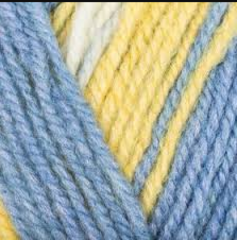 Пряжа "Подмосковная меланж", 50% шерсть, 50% акрил, 100гр-250м, желтый/белый/голубой