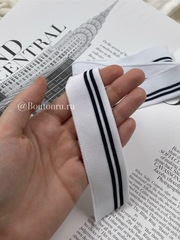 Подвяз трикотажный белый с тонкими черными полосками 0,7 м, ширина 3,5 см