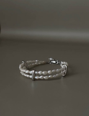 Браслет Розалия Ева из барочного жемчуга, серебряный цвет