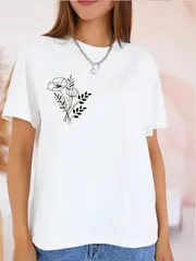 Футболка больших размеров с принтом цветы