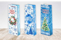 Пакет подарочный под бутылку, С Новым годом, МИКС, 12*36*8 см (Д*В*Ш)