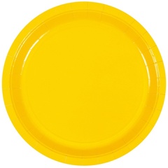 Тарелки однотонные, Желтый, 23 см, 6 шт.