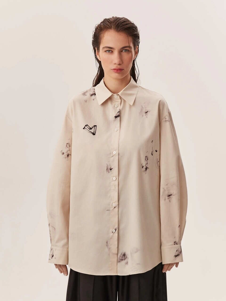 Рубашка WITH LOVE молочного цвета