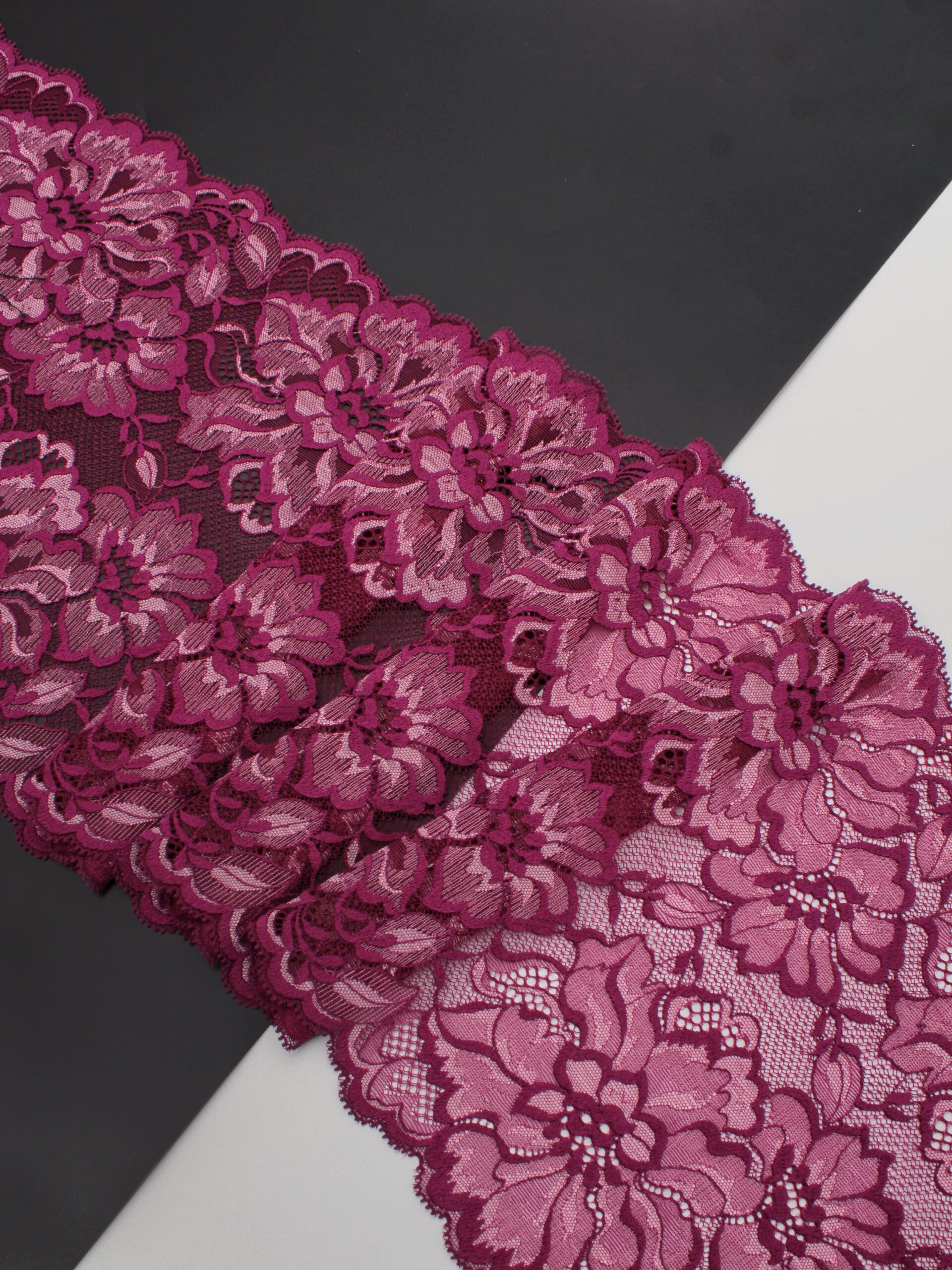 Эластичное кружево сливовое вино ширина 22 см