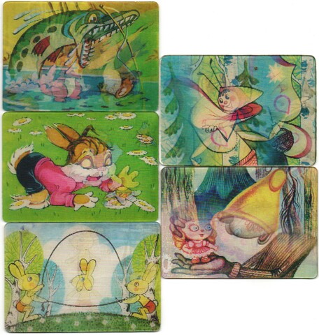 № 90 Набор из 5 переливных (стерео) Календариков . Мультфильмы СССР 1984 год.
