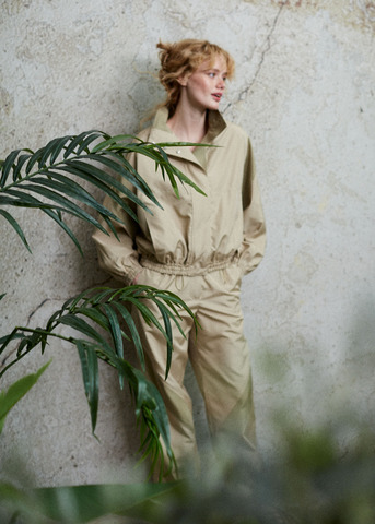 Брюки из шелка бежевый/хаки