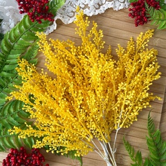 Букет весенний, мимоза, искусственная зелень, цвет Желтый, слегка пушистый, 40 см, набор 2 букета