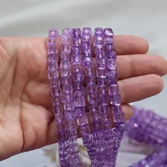 Хрусталь (стекло) граненный, кубик, сиреневый, 6 мм, 1 нить, К211