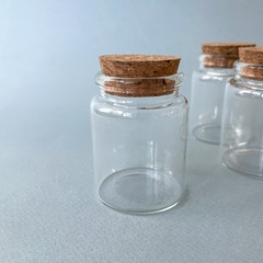 Баночки - бутылочки с пробкой, 60 мл, стеклянные, прозрачные, 6*4,7 *4.7см, набор 3 штуки