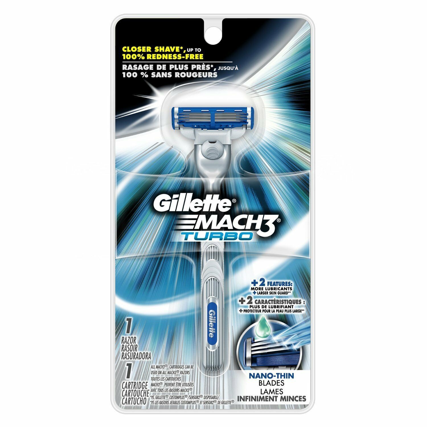 Бритвенный станок Gillette Mach3 Turbo с 1 кассетой