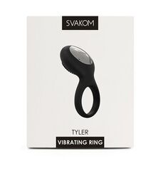Чёрное перезаряжаемое эрекционное виброкольцо Tyler - 