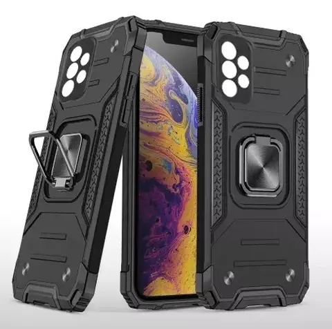 Противоударный чехол Strong Armour Case с кольцом для Samsung Galaxy A73 (Черный)