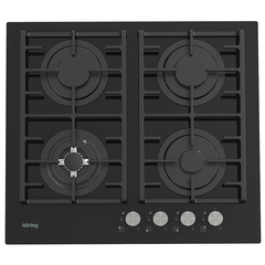 Газовая варочная панель Korting HGG 6825 CTN, 4 конфорки WOK, закаленное стекло, черная