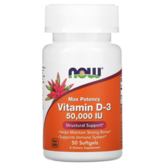 Now Foods, витамин D3, 50 000 МЕ, 50 капсул