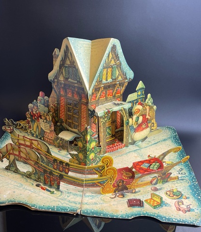 Книжка объемная картинка. Рождество, Новый Год Father Christmas pop-up book, Войтех Кубашта 1950е ,made in Czechoslovakia