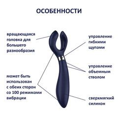 Синий вибромассажер для пар Satisfyer Endless Fun - 