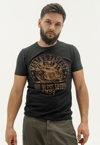 Футболка Bowery NYC "God Bless Speed" Slub Pirate Black