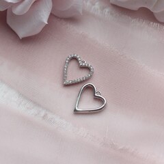 Подвеска Сердце с фианитами 13*12 мм, родий, П562