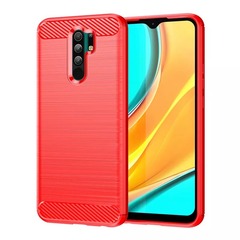 Мягкий красный чехол в стиле карбон на Xiaomi Redmi 9, серии Carbon от Caseport