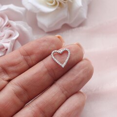 Подвеска Сердце с фианитами 13*12 мм, родий, П562
