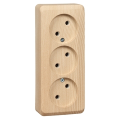 Schneider Electric ЭТЮД Сосна Розетка 3-местная открытая установка без заземляющих контактов без шторок 16А, 250B,. PA16-009D