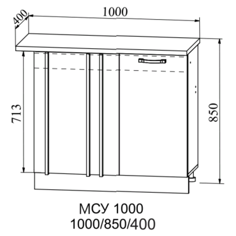 Кухня Перо шкаф нижний угловой неглубокий 1000 (глубина 400мм)