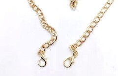 Цепочка для сумки с карабинами, ш. 8 мм, L 120 см, золото