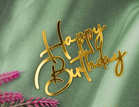 Украшение - боковое декоративное для торта (топпер) «HB 5», золото