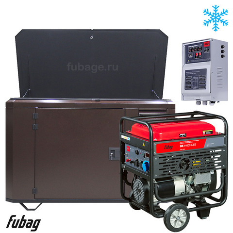 Генератор в зимнем ультра тихом кожухе с блоком АВР Fubag BS 14000 A ES/1700SSW RAL 8019
