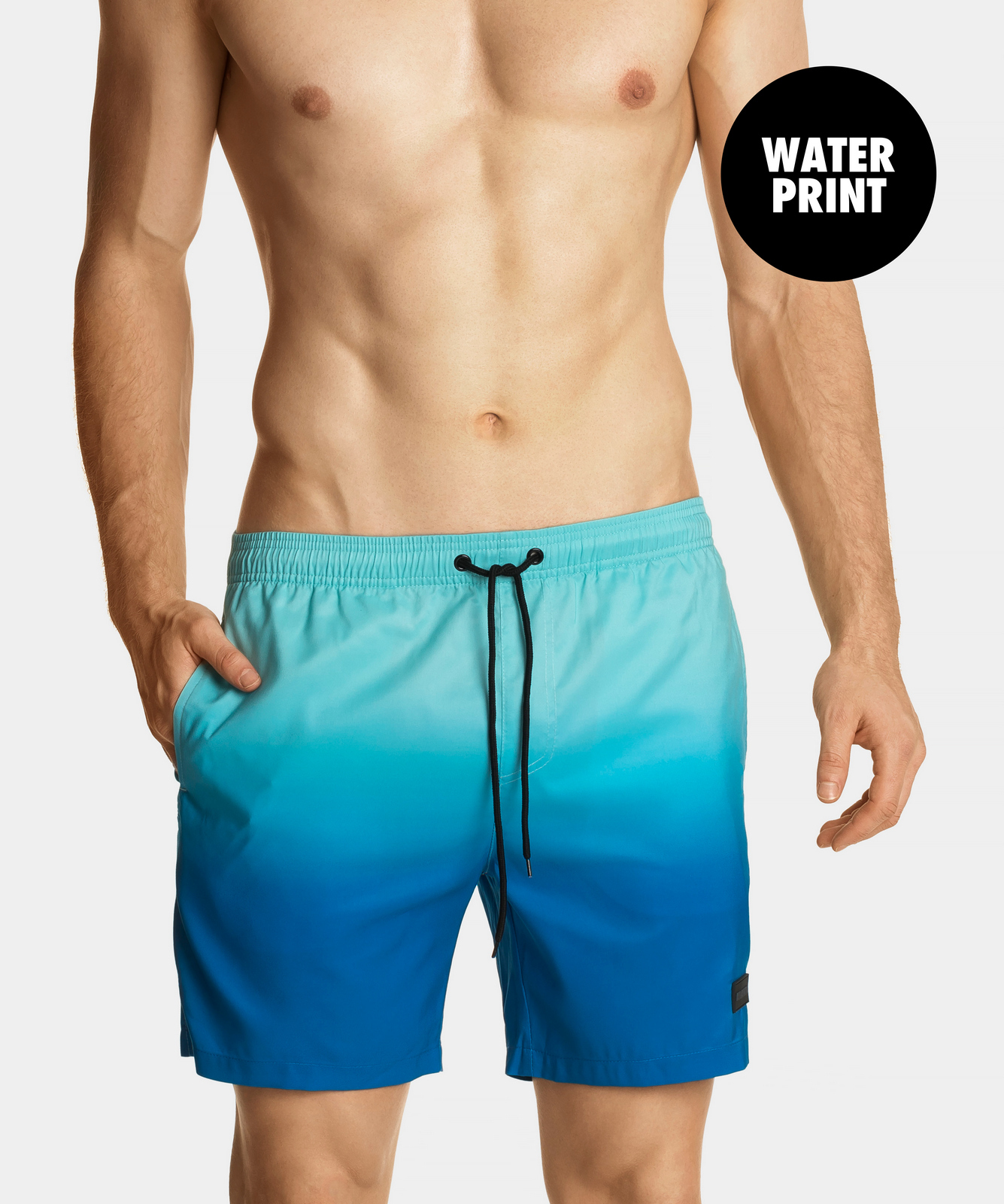 Пляжные шорты мужские Atlantic, 1 шт. в уп., полиэстер, светло-голубые, KMB-210